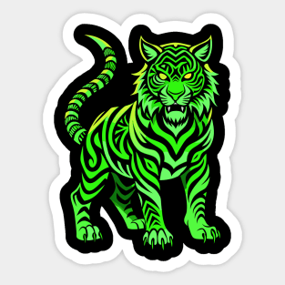 Neon Green Tiger Sticker